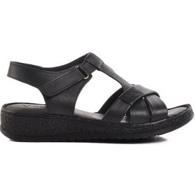 Resim Siyah Hakiki Deri Kadın Sandalet 9216 Z Siyah 