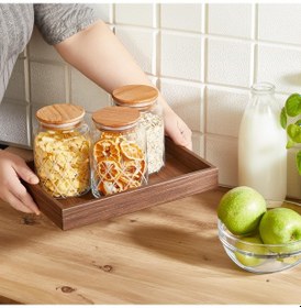 Resim Selka Home - 3'lü Kesme Detaylı Ahşap Kapak Kavanoz 890 Ml 