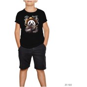 Resim Panda Crıossgunner Siyah Çocuk Tişört Siyah 