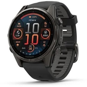 Resim Fenix 8 43 MM Amoled Sapphire Karbon Gri DLC Titanyum Siyah Gri Silikon Kayışlı Akıllı Saat 
