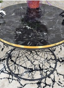 Resim Zafir Siyah Fırınlı Statik Boya Siyah Mermer Gold Cumba Suntalem Tabla Pota Orta Sehpa - Siyah Orta Sehpa Siyah 