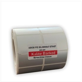 Resim 40x30 Yanyana 2 li Silvermat Etiketi | Rulo Barkod Etiketi 