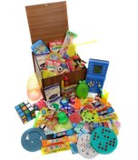 Resim Nostaljik Lezzetler Ahşap Gıda Ve Oyuncak Kutusu Mavi Tetrisli 