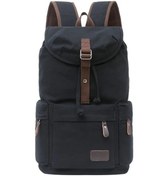 Resim Fochsia Ruyıhuahng Siyah Vintage Erkek Kanvas Sırt Çantası Geniş Okul Seyahat Ayarlanabilir Askı Siyah 