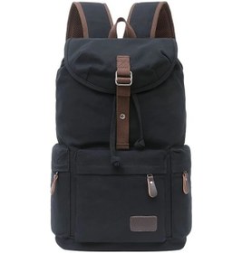 Resim Fochsia Ruyıhuahng Siyah Vintage Erkek Kanvas Sırt Çantası Geniş Okul Seyahat Ayarlanabilir Askı Siyah 