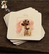Resim Bk Gift Kişiye Özel Evcil Hayvan Karikatürlü 4lü Mdf Ahşap Bardak Altlığı-5, Arkadaşa Hediye, Sevgiliye Hediye Kobitmeyencom34200 Bk Gift 