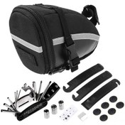 Resim Jeehugo Bisiklet Tamir Seti: 16'lı Çok İşlevli Araç + Oturak Çantası + 3 Lastik Çekiçi + 6 Tamir Patch + Tüpler, Bisiklet Sorunlarını Çözmek İçin Elverişli Ve Taşınabilir Siyah 