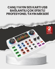 Resim motto ticaret Çok Efektli Canlı Yayın Ses Mikseri USB ve Kablosuz Uyumlu 