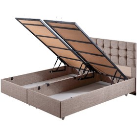 Resim Venedik İkili Set, Venedik Çift Kişilik Baza Başlık Seti Açık Kahve 180 x 200 