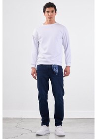 Resim Dufy Beyaz Bisiklet Yaka Regular Fit Erkek Sweatshirt Beyaz 