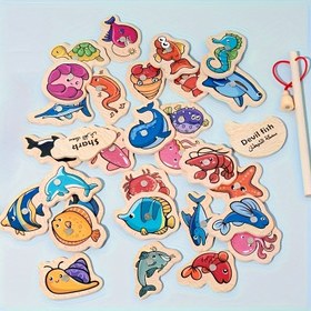 Resim Partiler ve Etkinlikler için Renkli Ahşap Manyetik Balıkçılık Oyuncak - El-Göz Koordinasyonu ve Dikkat Geliştirir, Ebeveynler ve Gençlerle İnteraktif Oyun, Eğitim Oyuncak | Canlı İllüstrasyonlar | Dayanıklı Ahşap Parçalar, Okyanus Balıkçılığı Oyunu Halloween Noel Doğum Günü Hediye Seçimi 