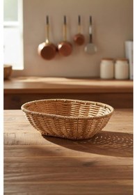 Resim Rattan Piknik Hasır Ekmek Sepeti Meyve Sebze Sepeti Plastik Örme Ahşap 