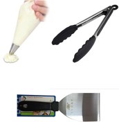 Resim CEPHOME 12'li Krema Torbası + Çelik Maşa + Pasta Spatulası Seti 