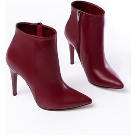 Resim Bordo Yüksek İnce Topuklu Fermuarlı Kadın Bot Bordo 
