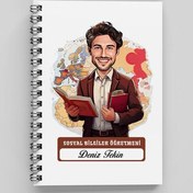 Resim En Başarılı Erkek Sosyal Bilgiler Öğretmeni Karikatürlü Defter 