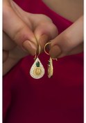Resim Nereze 925 Ayar Gümüş Gold Osmanlı Tuğralı Küpe 