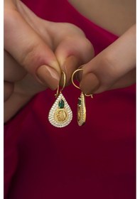 Resim Nereze 925 Ayar Gümüş Gold Osmanlı Tuğralı Küpe 