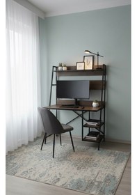 Resim Modern Raflı Çalışma Masası 60x150 - Bilgisayar Ofis Ders Masası Oyuncu Masası Metal Siyah 