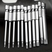 Resim 11 Parça Hassas Yıldız Şekilli Tornavida Seti, S2 Alaşım Çeliğinden Üretilmiştir, 75 Mm Uzunluk, T6-T40 Boyutları, Mekanik ve Ev DIY Projeleri için Uygundur, Araç ve Elektrik Bakımı için Altıgen Soketler Dahildir. 