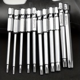 Resim 11 Parça Hassas Yıldız Şekilli Tornavida Seti, S2 Alaşım Çeliğinden Üretilmiştir, 75 Mm Uzunluk, T6-T40 Boyutları, Mekanik ve Ev DIY Projeleri için Uygundur, Araç ve Elektrik Bakımı için Altıgen Soketler Dahildir. 