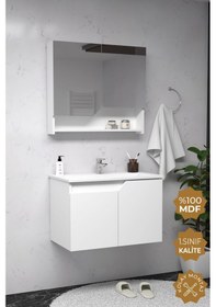 Resim Teta Home Napoli 80 Cm Mdf Banyo Dolabı Seti Beyaz Beyaz 