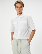 Resim Kısa Kollu Gömlek Cep Detaylı Düğmeli 