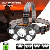 Resim 1 Şarj Edilebilir Baş Lambası, 5 LED Ultra Parlak Baş Lambaları, Hafif USB Şarjlı Baş Lambası, 3 Mod, Açık Hava Koşusu, Avcılık, Yürüyüş, Kamp, İş İçin Uygun 
