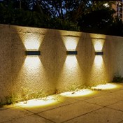 Resim 4 adet, 16LED güneş yansımalı duvar lambası, açık hava duvar dekoratif ışık, IP44 ev tipi LED manzara lambası, dış mekanlar, avlu, villa, çit, teras, bahçe için uygun 