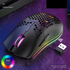 Resim Huahai XYH80 Rgb Aydınlatma Oyun Fare 3200DPI Pc Dizüstü Bilgisayar Için Kablosuz Bilgisayar Fareleri - Siyah 