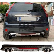 Resim STS Oto Aksesuar Ford Fiesta 2003-2008 Difüzör Arka Tampon Eki 4 Egzoz Çıkışlı Gri Reflektörlü 