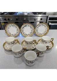 Resim Sudedi Home Beyaz Gold Desenli 6 Kişilik Fincan Takımı Çok Renkli 