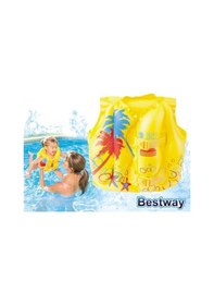 Resim Soleshopping Top Hediyeli- Bestway 32069, Tropikal Desenli Can Yeleği 3-6 Yaş Sarı 