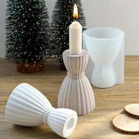 Resim Çizgili Zamanlayıcı Mum Tutucu Silikon Kalıp, Alçı ve Kil El Sanatları için Vax Plaster Taban Ekleme 