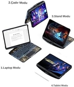 Resim Fogy İpad Pro 12.9 2022 6.Nesil ile Uyumlu M1,M2 360 Dönebilen Rgb Işıklı Transparan Tasarım Klavyeli Kılıf 