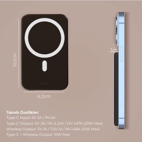 Resim Woyax By Deji Magsafe Powerbank 5000 Mah 20w Hızlı Taşınabilir Şarj Cihazı Batarya iPhone 11 12 13 14 15 16 17 Pro Max Mini - Siyah 