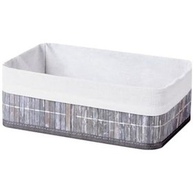 Resim Bambu Çok Amaçlı Saklama Kutusu Düzenleyici Büyük Boy Organizer, Dekoratif Bambu Düzenleyici Gri 33x23x12cm 