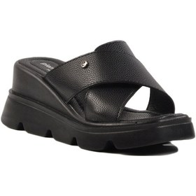 Resim Pierre Cardin Siyah Yüksek Taban Kadın Dolgu Topuk Terlik Çok Renkli 