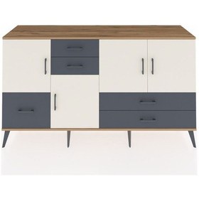 Resim Kronos Konsol 4 Raflı 5 Çekmeceli 4 Kapaklı 176x59x99 Çam-aytaşı/ Çam-aytaşı/antrasit 