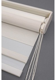 Resim Çift Mekanizmalı Zebra Stor Güneşlik Perde 01 Ekru Mutfak Balkon Perdesi Çocuk Yatak Odası Perdesi Ekru 