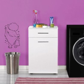 Resim Adore Diamond Çamaşır Sepetli ve Çekmeceli Çok Amaçlı Dolap - Lake Beyaz 