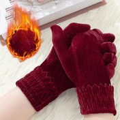 Resim Kadınlar için Altın Yün Eldivenler, Sonbahar ve Kış Dans Şıklığı Soğuk Koruyucu Ekstra Dolgulu Parmaksız Bisiklet Eldivenleri 