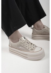 Resim Monica Orijinal Kriste Bell İthal Özel Seri İnci Detaylı Kadın Spor Ayakkabı Altın Altın 