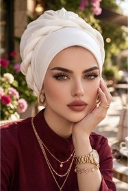 Resim Aişe tesettür Kırık Beyaz Burgulu Bone 