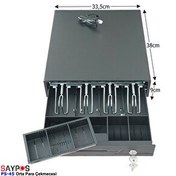 Resim Saypos PS45 Orta Boy Para Çekmecesi 4 Banknotlu Yazarkasa Bağlantılı Anahtardan Açılır 33.5x38x9 CM 