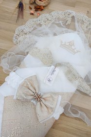 Resim Sitilin Kız Erkek Bebek Hastane Çıkışı Unisex Lüks Duvaklı Kundak Battaniye STL48441 