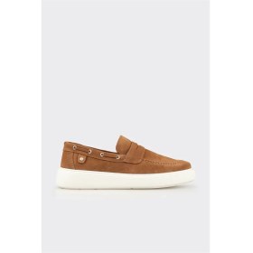 Resim Elle Taba Deri Erkek Günlük Loafer 