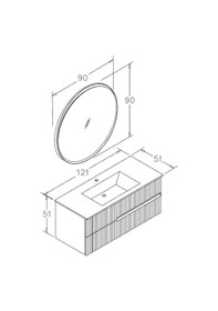 Resim Orka Moonlight 120 Cm Mdf Mat Vizon Banyo Dolabı Takımı Krem 