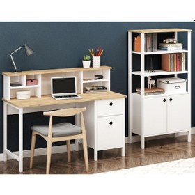 Resim Remy Çalışma Masası + Kitaplık Sepet-beyaz Sepet-beyaz Beyaz 