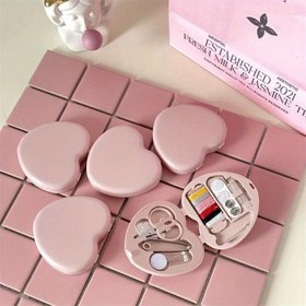 Resim Popüler Seçim Aşk Şekilli Mini Dikiş Kutusu - Makas, İğne, Pim İçeren Çok Fonksiyonlu Taşınabilir Dikiş Seti - Pembe, Kırmızı, Mavi, Seyahat, Ev Dikiş Setleri Mevcut 