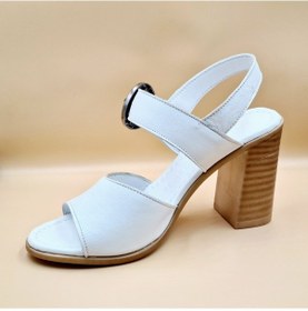 Resim Mammamia D23YS-1170 Beyaz Deri Topuklu (9cm) Kadın Sandalet Beyaz 